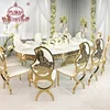 fashionable gold stainless steel dinning table set dining room