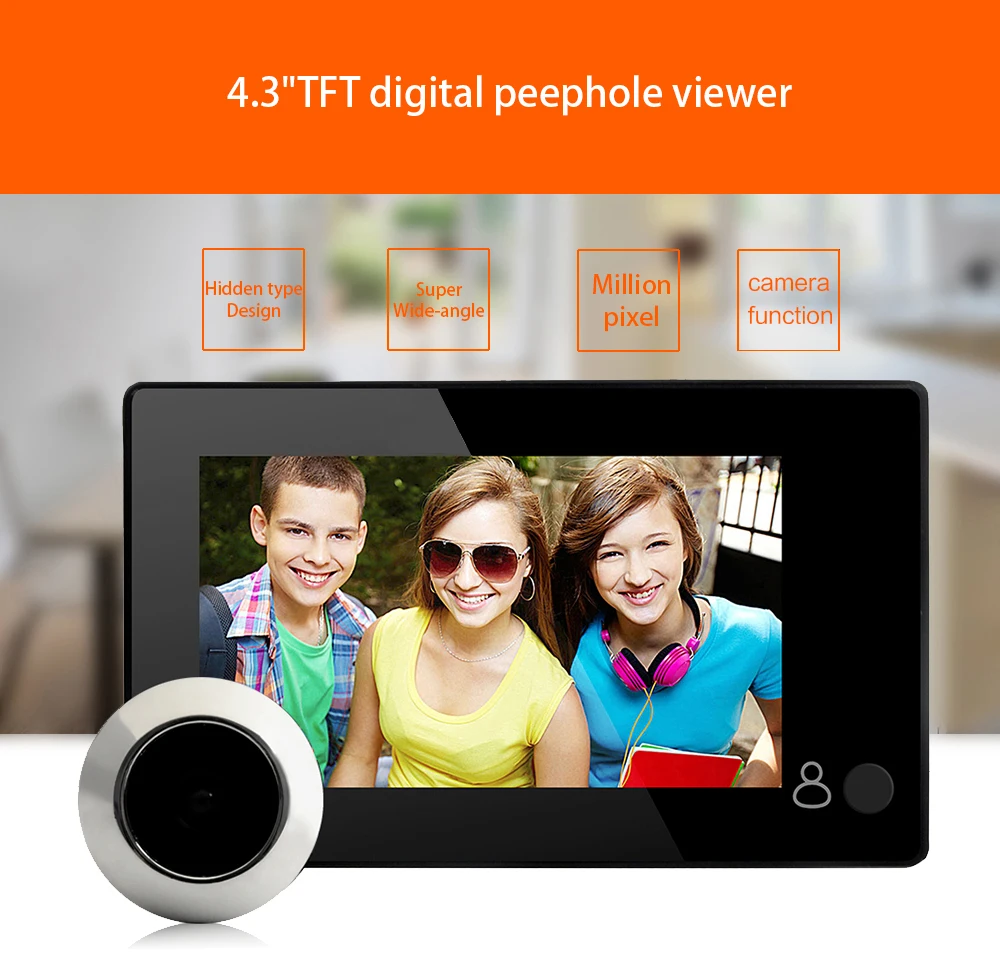 4 3 Inch Photo Taking Front Door Peephole Security Camera Buy Front Door Peephole Security Camera Door Bell Camera Wireless Doorbell Product On