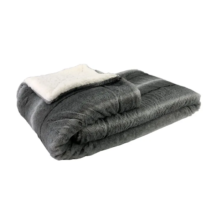 Black Solid Faux Rabbit Fur Throw Blanket For Couch Buy Faux Fur