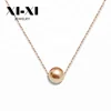 Delicate Women Statement Jewelry Rose Gold Plated Single Pearl Necklace