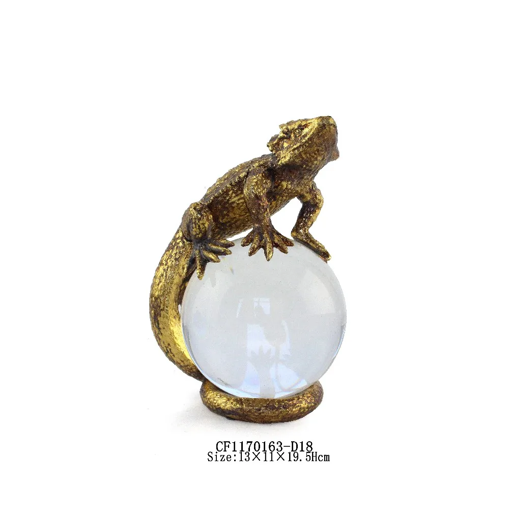 Octopus Sculpture Lizard Statue with Crystal Ball Home Decor Home Decoration Gold Resin Europe Artificial Animal 30% Deposit details