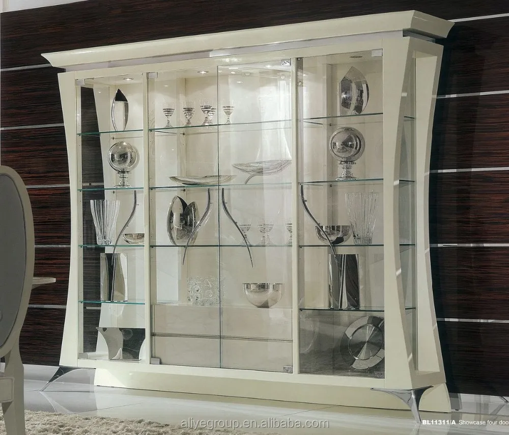 Bl11309a Classic Italian Style Small Showcase Luxury Wooden Glass