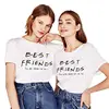 Best Friends Digital Printing Short Sleeve Summer White Casual Top Women T shirt