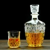 Diamond pattern engraved clear corked 800ml glass liquor bottle / vodka bottle brandy wholesale