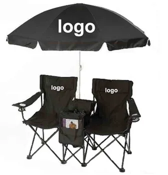 Custom Outdoor Picnic Double Folding Chair With Umbrella Table Outdoor Picnic Double Folding Chair