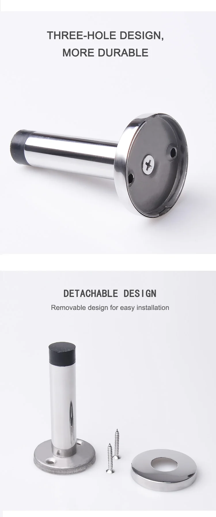 Wall Mounted Bathroom Glass Shower Stainless Steel Round Black Rubber