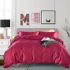 Bedspread BeddingSets Luxury 100% Cotton Plain Purple Rose Red Duvet Cover Set