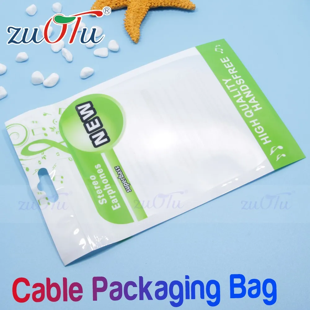 Plastic Mobile Phone Accessories Packing Bag With Zipper And Clear