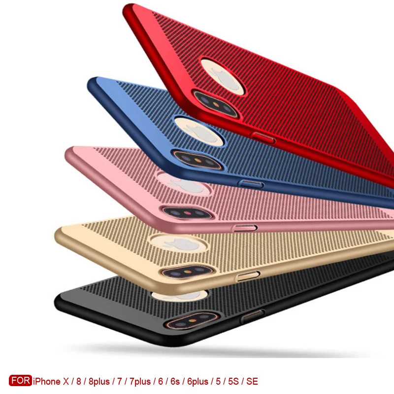 For Iphone X protective cover Heat dissipation net Mesh matte full hard PC Back shell