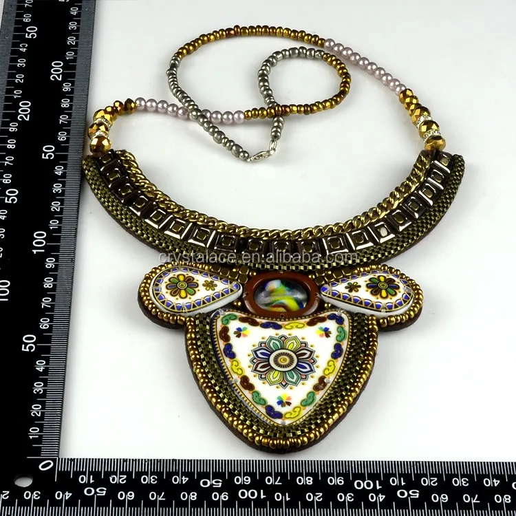 Hot selling bohemian colorful stones beads collar/bohemian pendant applique for garment accessories