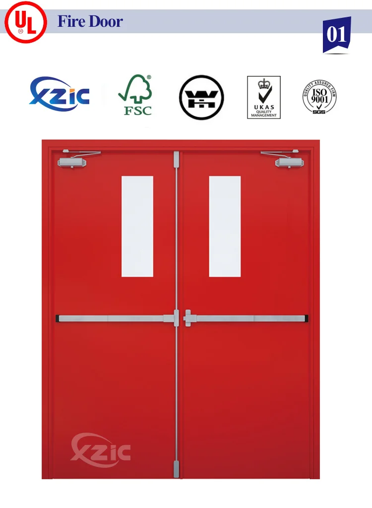 China Manufacturer Interior Stainless Main Fire Resistant Steel Door with Glass