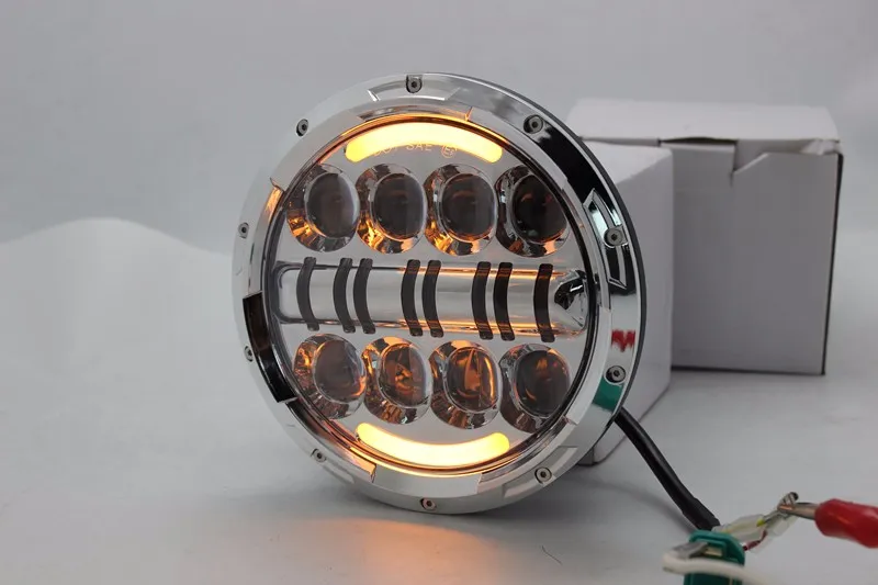 For Yamaha Fz For Harley Led Headlight Color Amber Led Motorcycle Headlight 7inch Round Headlamp