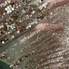 New arrival champagne gold color big shiny sequin glitter lace tulle fabric