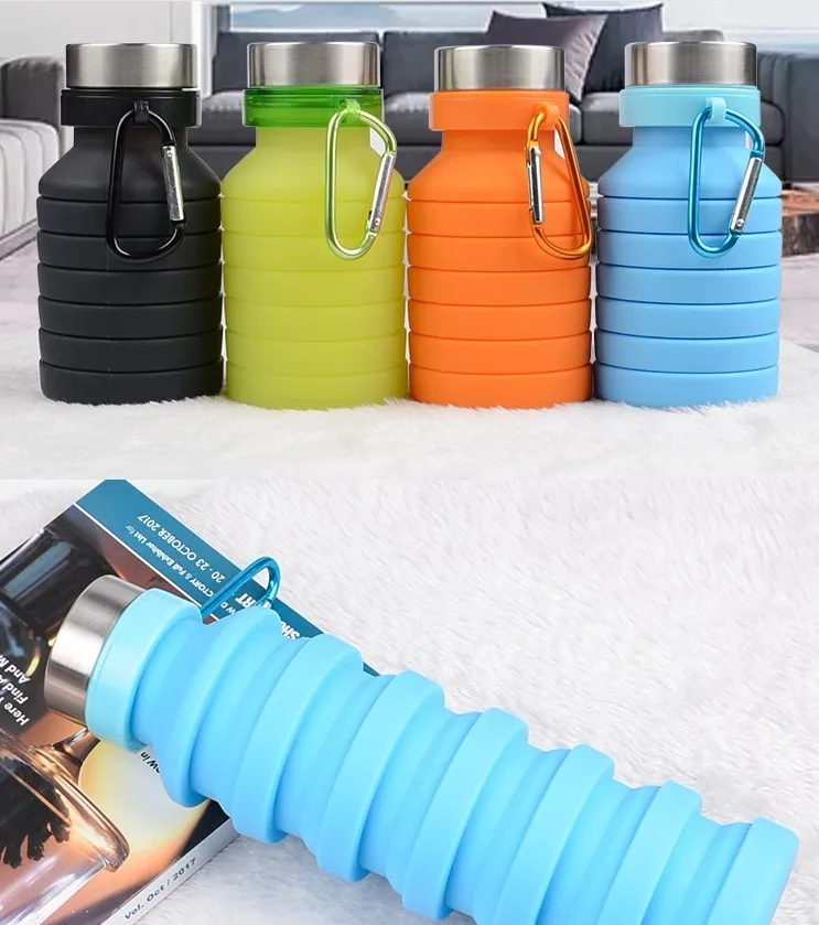 Fashion Portable Leakproof Camping Water 550ml Outdoor Sports Travel Bottle Foldable