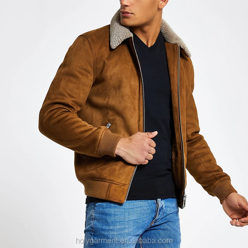 Oem High Quality Light Brown Faux Suede Fleece Collar Jacket - Buy Faux ...