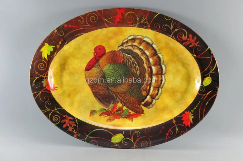 Large Melamine Serving Tray Oval Shape 18 Inch