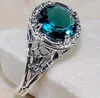 New style London Green Topaz inlaid Zircon Vintage Pass Flower Ring For women