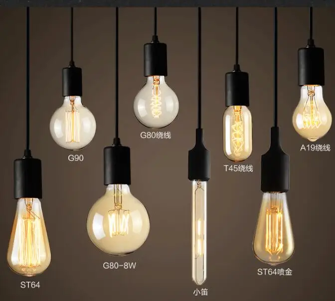 40W Vintage Edison Bulb, E27 Retro Light lamp Incandescent Bulb A19,G80,G95,ST64,T10,T185,T225,T300,T45,A19 ,ST58