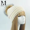 Hand Knitted Woolen Caps Monster Pattern Winter Women Ladies Hats With Super Large Pom-pom