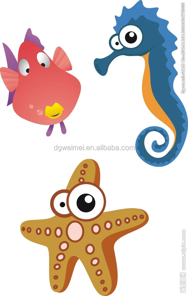 Disesuaikan Kartun Starfish Kuda Laut Stiker Tato Tubuh Gambar Animasi
