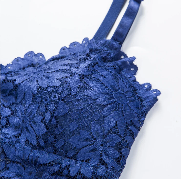 Lace Bralette Women's Deep V Neck Unpadded Lace Long Bra - Buy Line ...