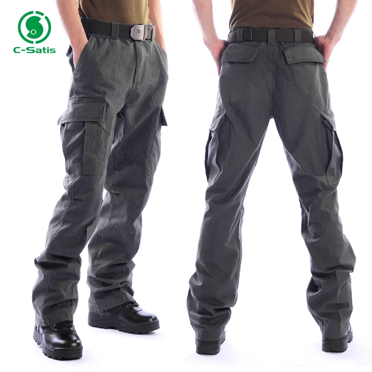 Top Quality 100% Cotton Baggy Mens Black Outdoor Cargo Pants With Many ...