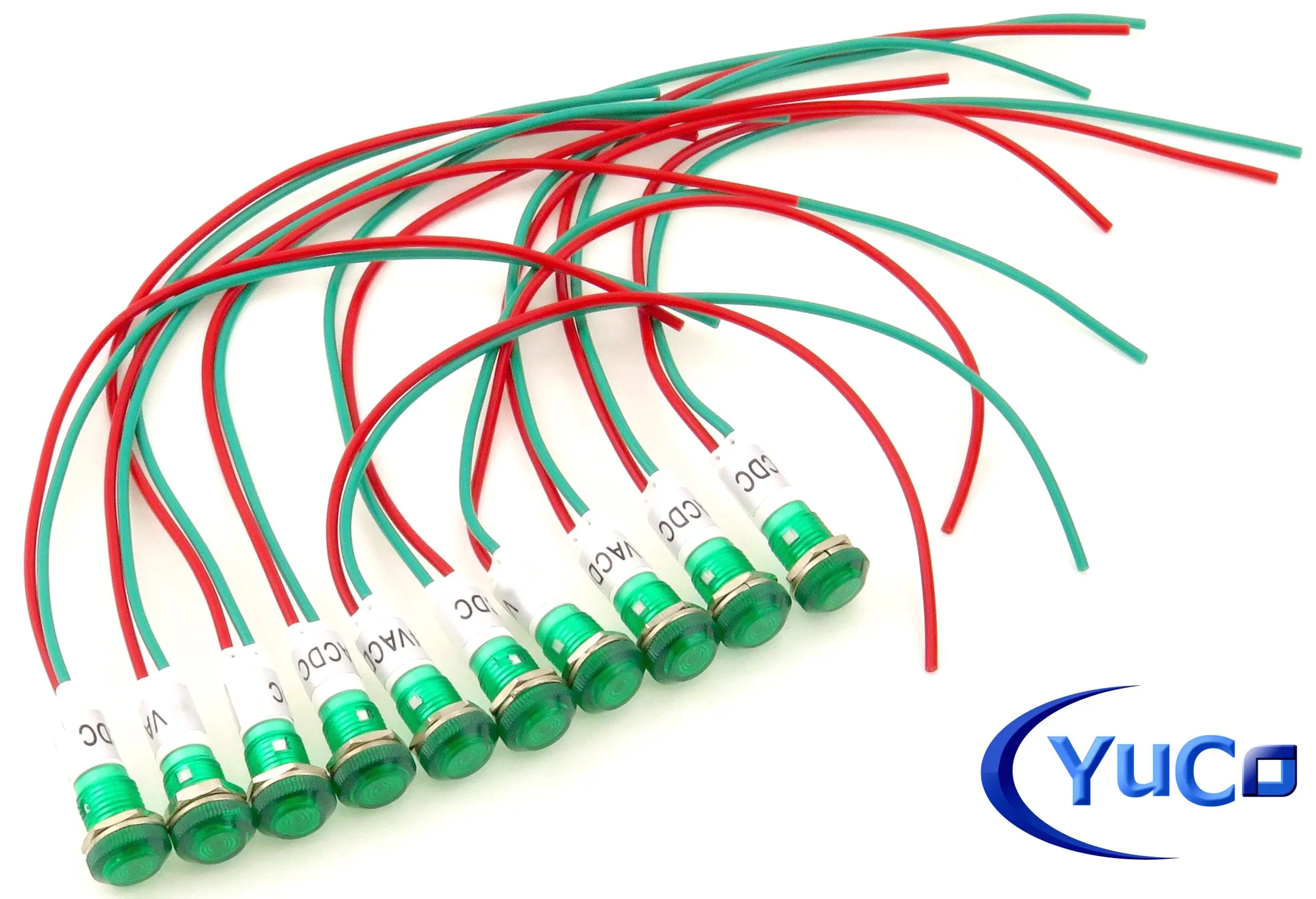 10 YC-9WRT-23G-24-10 YuCo CE LISTED 9MM COMPACT PANEL MOUNT INDICATOR LED PILOT LIGHT GREEN 24V AC/DC