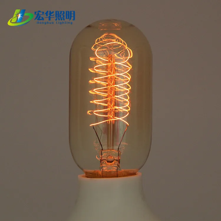 T45 40w amber glass filament tube light antique edison style lamp bulb