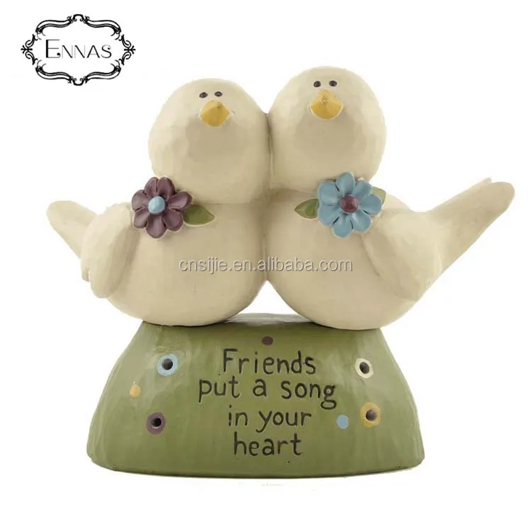 Resin souvenir fashion 3d bird and words figurines for friends