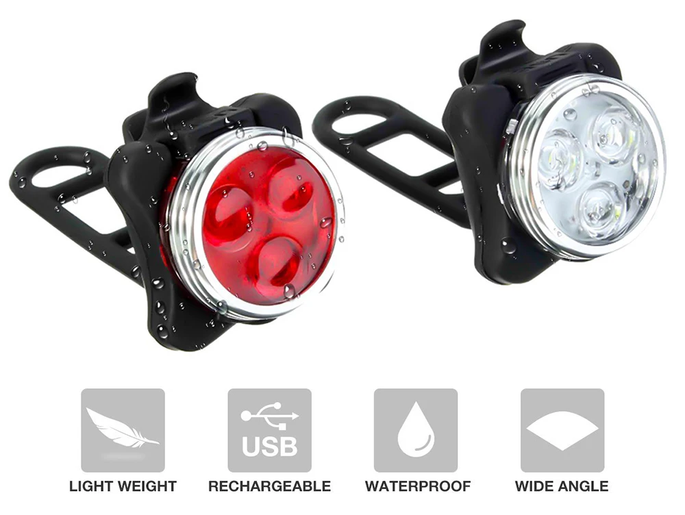 High Bright Rechargeable Led Red White Front Bike 4 Molds Usb Bicycle