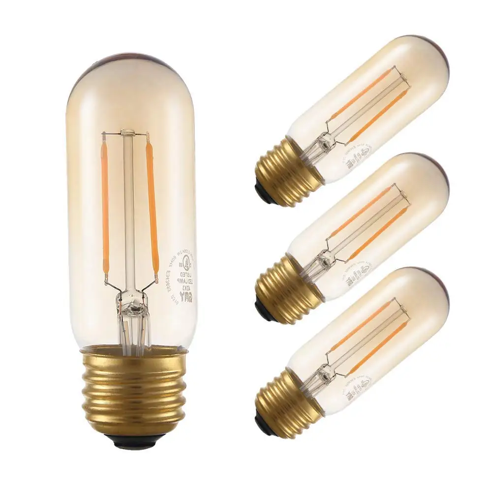 6 Pack Lighting Science Tubular T10 Filament Bulb Vintage Style Amber Edison Led Light Bulb Dimmable 12 Long 40W Equivalent 120V E26 Medium Base