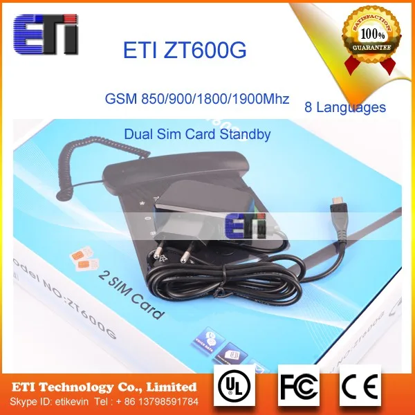 ZT600G GSM Fixe Sans Fil téléphone Double carte SIM veille 8 langues quad bande