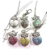 Fashion Retro Unisex Vintage double open Owl Pendant Antique Necklace Pocket Watch High Quality Necklace Quartz Watch Clock