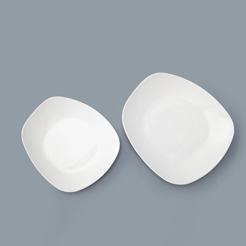 best selling  white western hotel ceramic irregular square plate porcelain