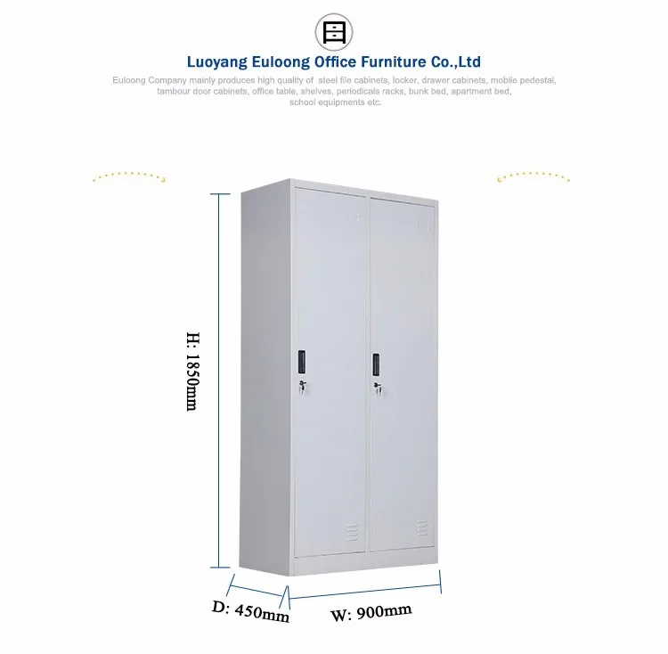 Key Lock Double Door Steel Almirah With Metal Frame Wardrobe Design