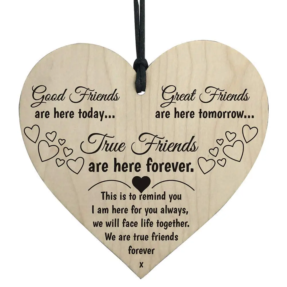 Aoruisier 1Pcs Wooden Heart-shaped Pendant Home Crafts Christmas Tree Small Hanging Decor 10x10CM(Style 17)