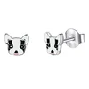 925 Sterling Silver French Bulldog Earrings for Women Girls Loyal Partners Dog Animal Small Stud Earrings Jewelry