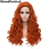 synthetic wigs heat resistant fiber curly wig long brown orange wig 70 cm ladies daily