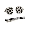 novelty elegant personalized custom blank brass embossed nickel plating black enamel tie clip bar pin round metal cufflink