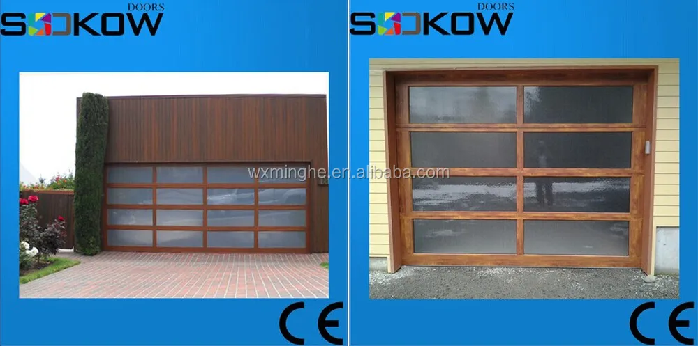 Wood Coloraluminum Garage Doors Wooden Frame Glass Garage Door