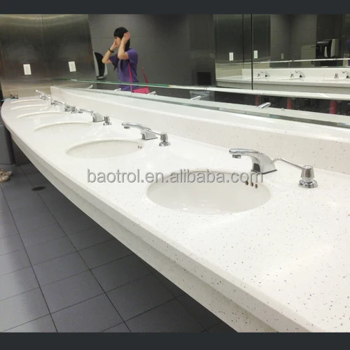High quality cultured stone one piece bathroom sink and countertop