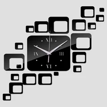 Good Gift 3D Arrival Combination Of Square Wall Stickers DIY Mirror Wall Clock