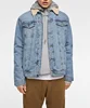 Fashion hot sale light blue denim with sherp inside mens winter jacket