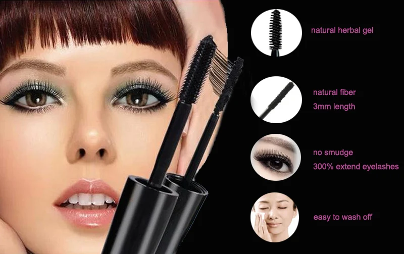 2pcs Per Set Eye Makeup 3d Black Fiber Eyelash Mascara Waterproof Oem