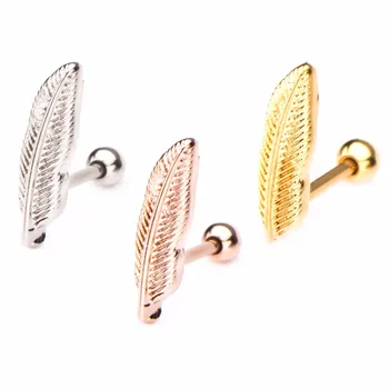 earring tragus 16g helix cartilage feather piercing larger