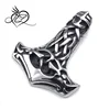 Mens Celtic Knot Thor's Hammer Stainless Steel Pendant Necklace, Silver, 24 inch Chain