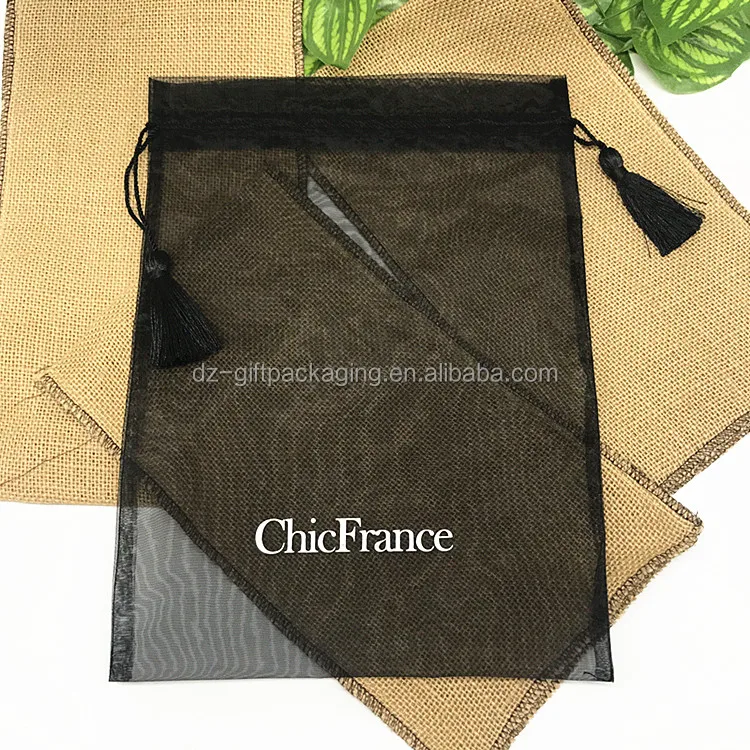 Cheap Small Size Pure Black Organza Bag With Tassels Buy Pure Black