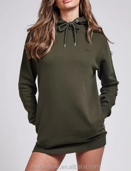 womens olive hoodie oversized dress fren pullover longline terry sleeve cotton larger