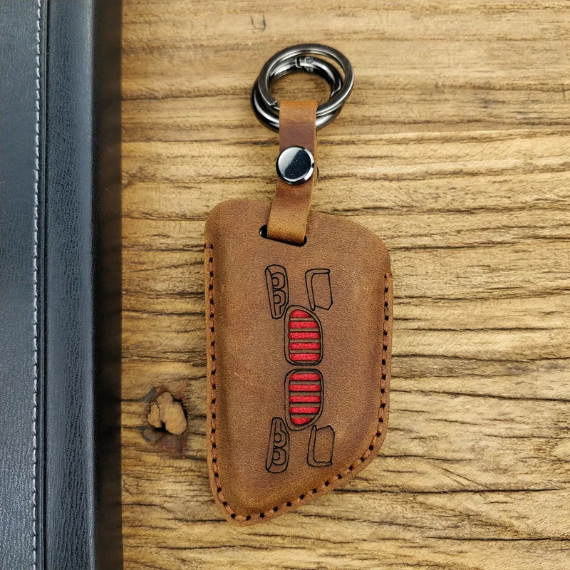 brown leather key case