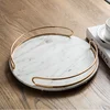 Darchin starlight series handmade popular artificial marble tray metal serving tray for home decor and hotel project